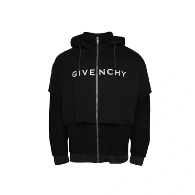 Givenchy Zipped Hoodie Sweatshirt In Black