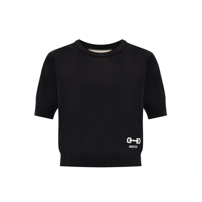 Gucci Wool Top In Black