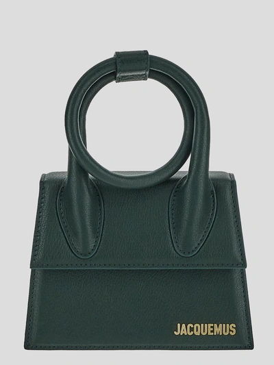 Jacquemus Le Chiquito Noeud Leather Shoulder Bag In Green