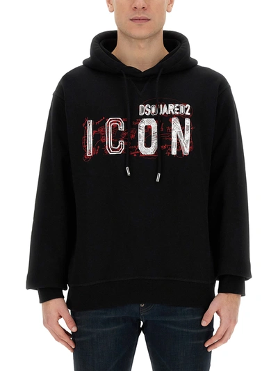 Dsquared2 Icon Scribble Cool Fit Sweatshirt In Nero