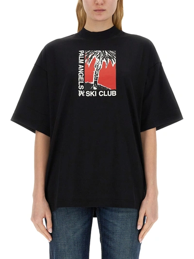 Palm Angels Palm Soft Fit T-shirt Ski Club In Nero
