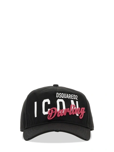 Dsquared2 Baseball Hat With D2 Patch In Nero