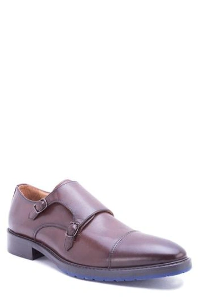 Zanzara Catlett Double Monk Strap Shoe In Brown Leather