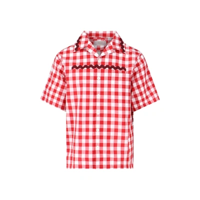 Prada Checked Shirt In Red