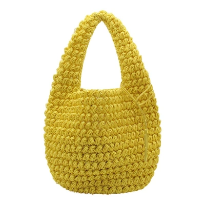 Jw Anderson J.w. Anderson Logo Charm Popcorn Large Basket Bag In Yellow