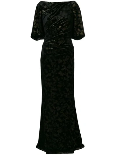Talbot Runhof Long Velvet Dress In Black