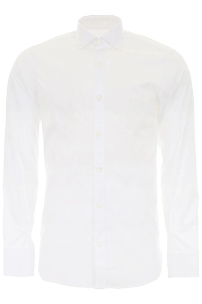 Z Zegna Stretch Cotton Shirt In Bianco Ottico Unito (white)