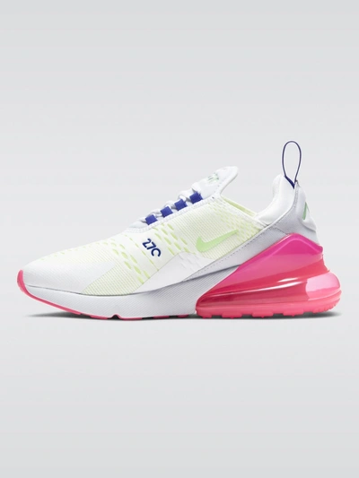Nike W Air Max 270 In White/volt-pink Blast-indigo Burst