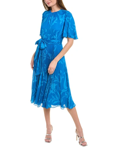 Teri Jon By Rickie Freeman Flutter Sleeve Midi Dress In Blue