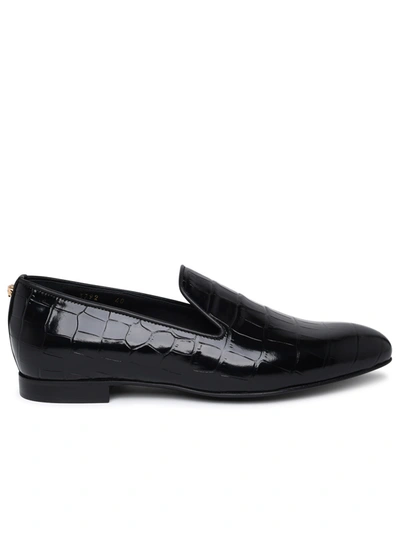 Versace Black Calf Leather Loafers