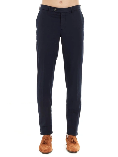 Brunello Cucinelli Flat Front Trousers In Blue