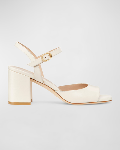 Stuart Weitzman Tia Calfskin Ankle-strap Sandals In Seashell