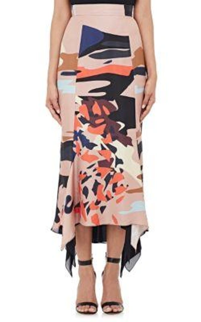 Juan Carlos Obando Venus-print Contrast-back Silk Skirt In Pink Print