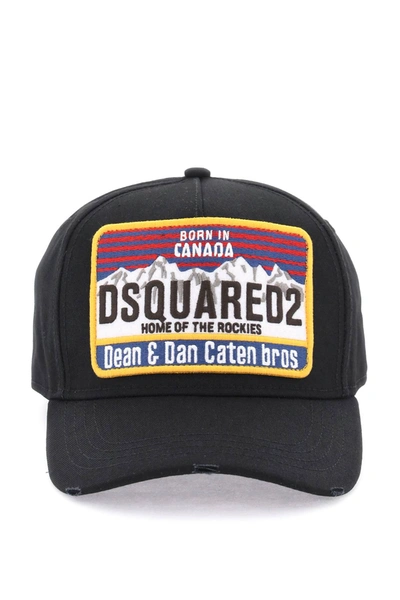 Dsquared2 Baseball Cap With Logoed Patch In Nero