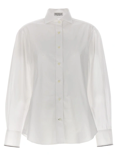 Brunello Cucinelli Poplin Monile Shirt In White
