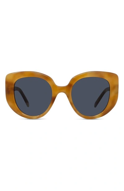 Loewe Curvy 49mm Small Butterfly Sunglasses In Blonde Havana / Blue