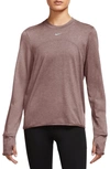 Nike Dri-fit Swift Element Uv Running Top In Smokey Mauve/ Reflective Silv