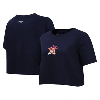 Pro Standard Navy Houston Astros Painted Sky Boxy Cropped T-shirt