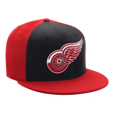 Starter Men's  Black, Red Detroit Red Wings Logo Two-tone Snapback Hat In Black,red