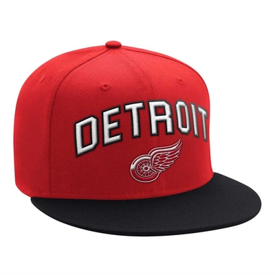 Starter Men's  Red, Black Detroit Red Wings Arch Logo Two-tone Snapback Hat In Red,black