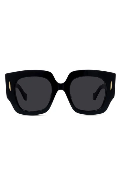 Loewe Anagram 50mm Small Geometric Sunglasses In Black/gray Solid