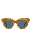 Loewe Curvy 49mm Small Round Sunglasses In Blonde Havana / Blue