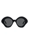 Loewe Curvy 49mm Small Geometric Sunglasses In Black/gray Solid