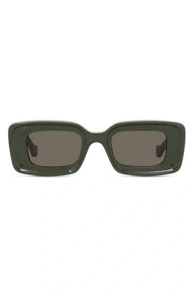 Loewe Anagram 46mm Geometric Sunglasses In Green/brown Solid