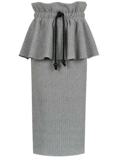 Framed Midi Ruffled Skirt - Grey