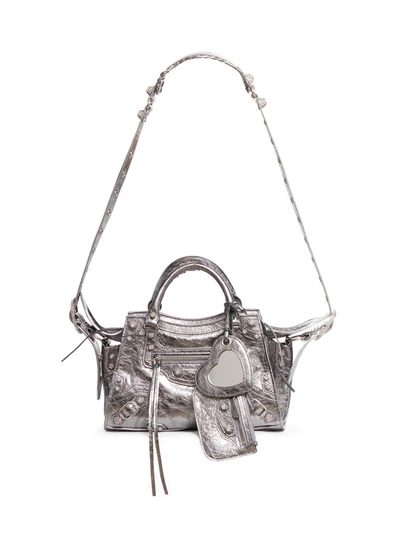 Balenciaga Neo Cagole Xs Metallic Bag For Women In Silver