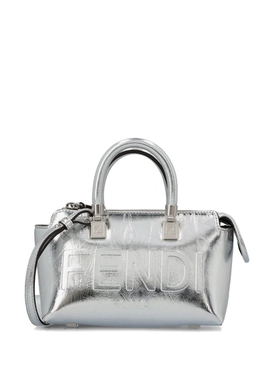 Fendi By The Way Logo Detailed Mini Bag In Argento