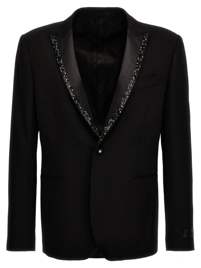 Versace Blazer With Trim In Black