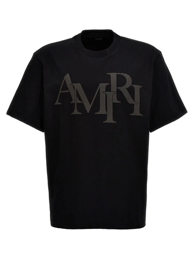 Amiri Staggered Logo T-shirt In Black