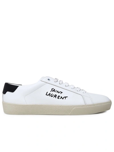 Saint Laurent White Leather Sneakers In Blanc Optic/nero