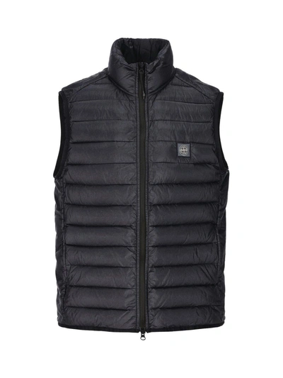 Stone Island Compass Patch Zipped Padded Gilet In Blu