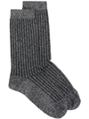 Isabel Marant Lurex Knit Socks In Black