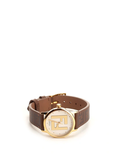 Fendi Brown Ff Watch In Marrone