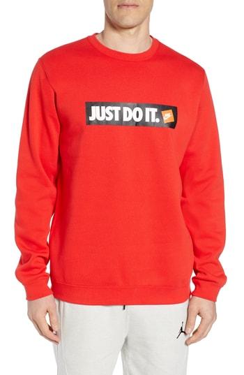 red nike just do it sweatshirt