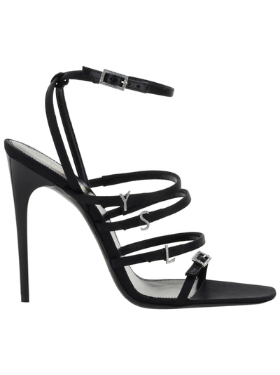 Saint Laurent Free Sandals In Nero