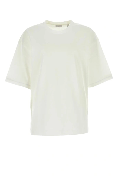 Burberry White Cotton Oversize T-shirt In Beige