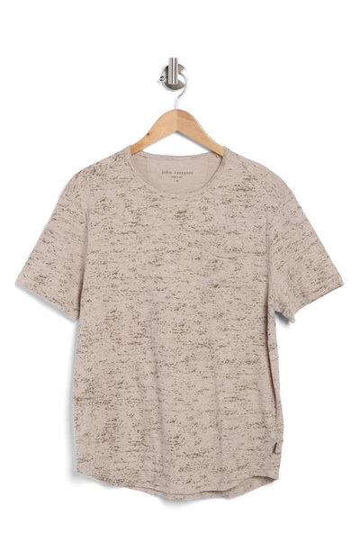 John Varvatos Cooper Slub Cotton Crewneck T-shirt In Beige/ Pigeon Grey