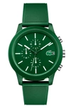 Lacoste 12.12 Chronograph Silicone Band Watch, 44mm In Green