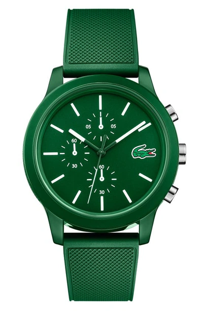 Lacoste 12.12 Chronograph Silicone Band Watch, 44mm In Green