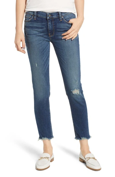 Hudson Tally Unfamed Hem Skinny Jeans In Side Bar W/ Raw Hem