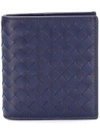 Bottega Veneta Intrecciato Weave Card Wallet In Blue