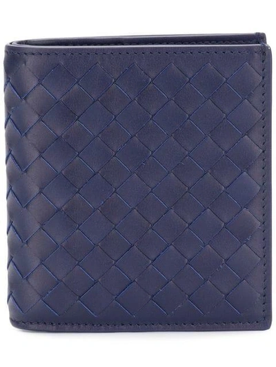 Bottega Veneta Intrecciato Weave Card Wallet In Blue