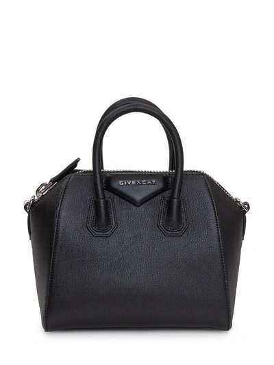 Givenchy Antigona Grain Leather Mini Bag In Bianco