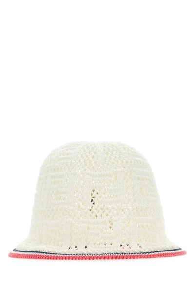 Fendi White Crochet Bucket Hat In Bianco