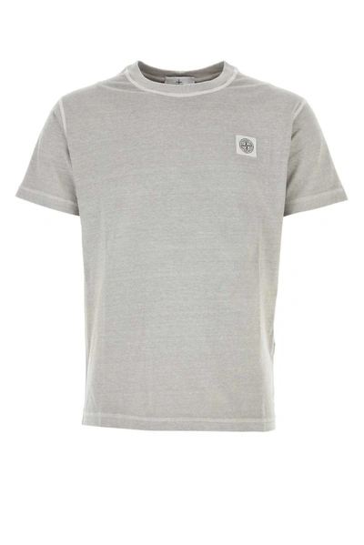 Stone Island Logo Patch Crewneck T-shirt In Dust