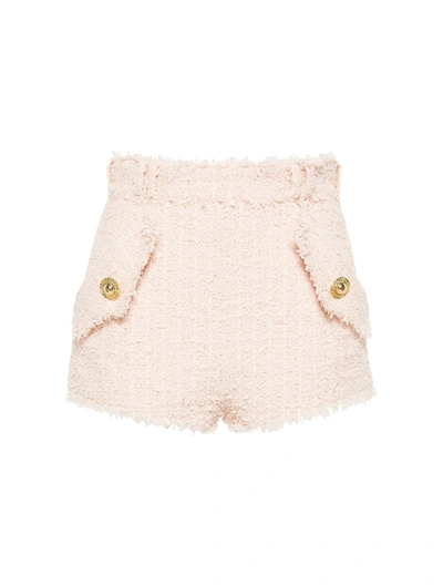 Balmain Hw 2 Pockets Tweed Mini Shorts In Dx Nude Rose